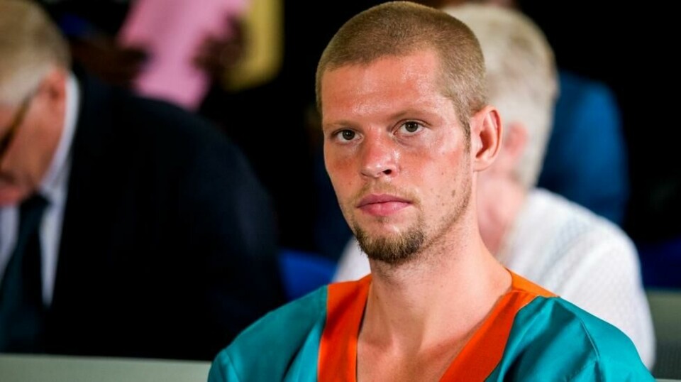 Joshua French under rettssaken mot ham i N'dolo militærfengsel i Kinshasa.
