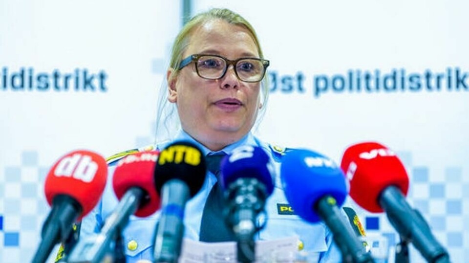 Påtaleleder Vibeke Schøyen i Øst politidistrikt på en pressekonferanse i Hagen-saken fredag. Foto: Terje Pedersen / NTB