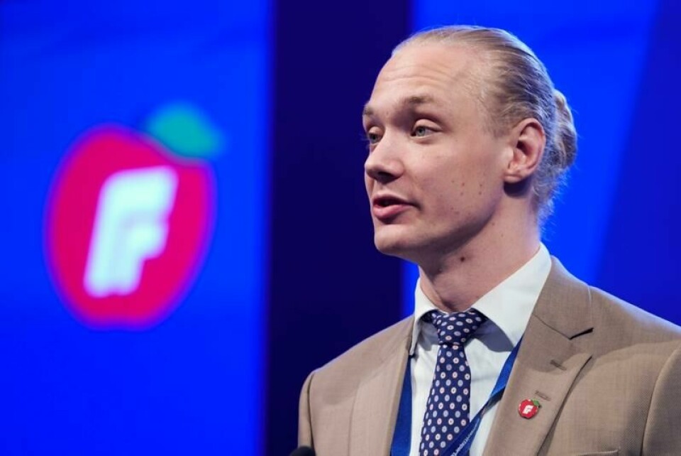 Leder i Fremskrittspartiets Ungdom (FpU), Simen Velle, kan være fornøyd med at Frp stadig blir mer populære blant studenter.