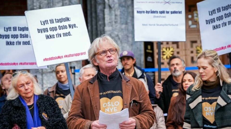 I forrige uke demonstrerte Norsk Skuespillerforbund utenfor Rådhuset. Foto: Lise Åserud / NTB