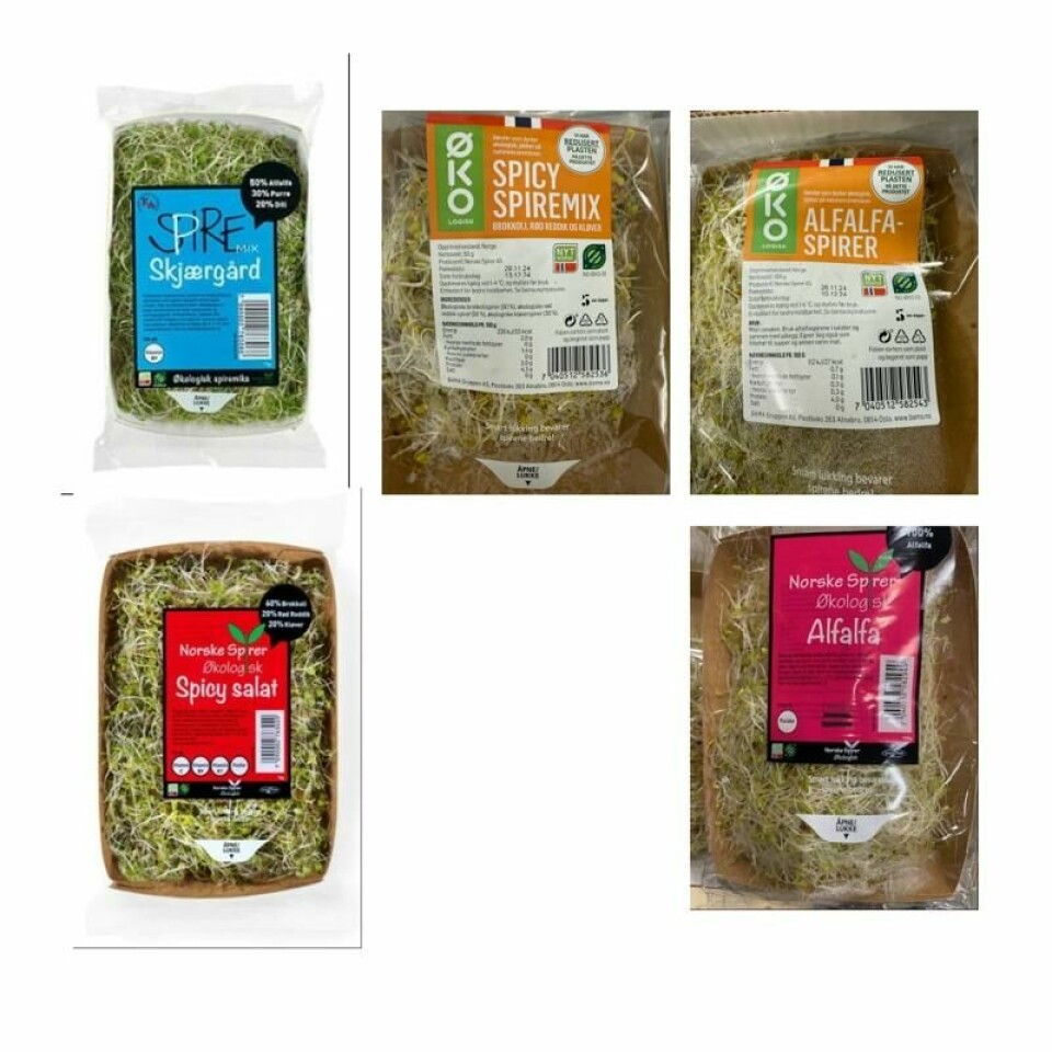 Norske Spirer A/S trekker tilbake flere produkter på grunn av mistanke om salmonella. Foto: Norske Spirer / Handout / NTB Norske Spirer A/S trekker tilbake flere produkter på grunn av mistanke om salmonella. Foto: Norske Spirer / Handout / NTB