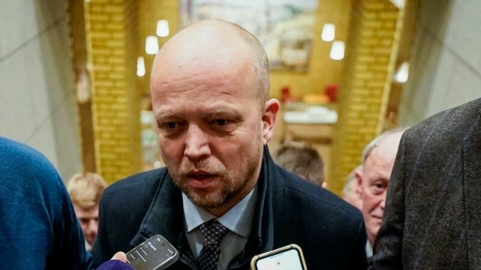 Avtroppende finansminister Trygve Slagsvold Vedum (Sp) på Stortinget i Oslo torsdag. Foto: Håkon Mosvold Larsen / NTB
