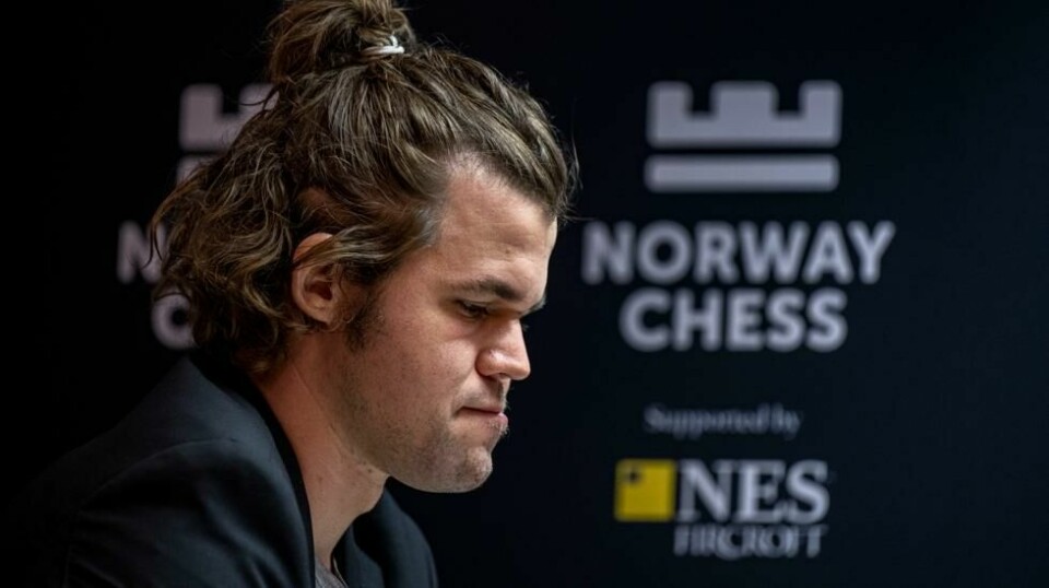 Magnus Carlsen tapte to ganger i armageddon for Alireza Firouzja i Champions Chess-turneringen. Foto. Foto: Carina Johansen / NTB