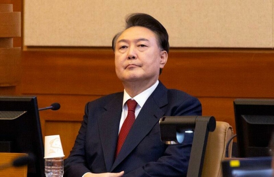 Sør-Koreas president Yoon Suk-yeol under en høring om riksrettssaken i forrige måned.