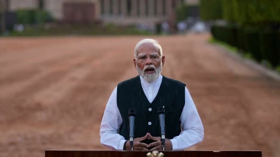 Indias statsminister Narendra Modi er tatt i ed som statsminister for en tredje periode. Foto: Manish Swarup / AP / NTB