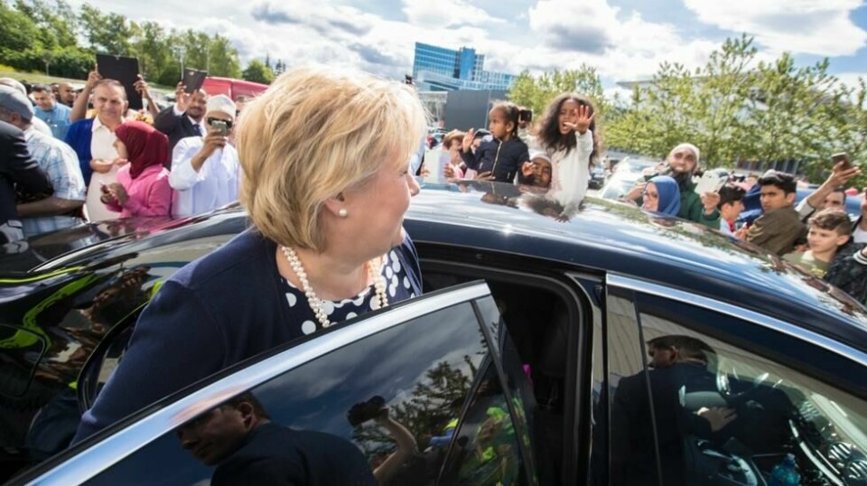 Statsminister Erna Solberg (H) ble hyllet som en superstjerne i forbindelse med feiringen av eid.