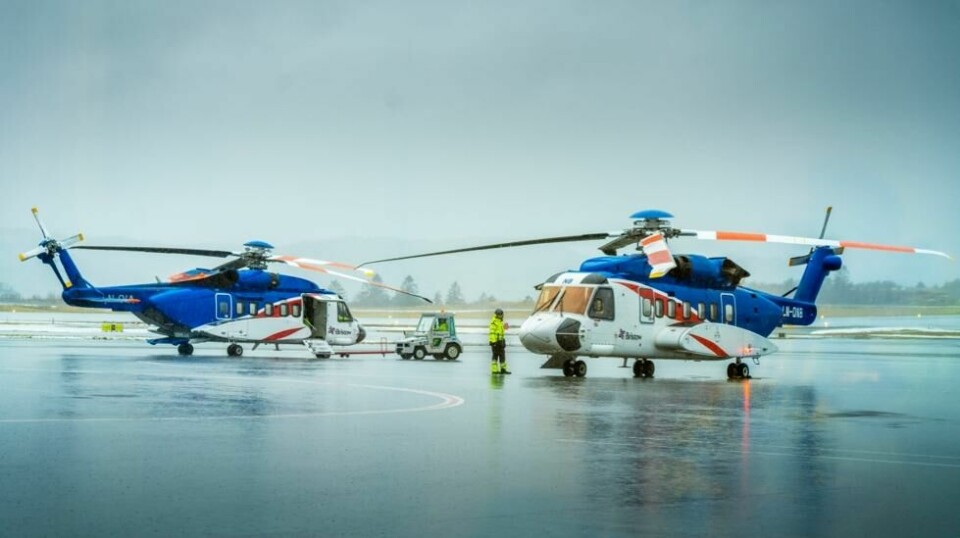 To Sikorsky S-92 helikopter fra selskapet Bristow. Foto: Ole Berg-Rusten / NTB