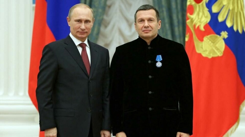 Vladimir Putin og Vladimir Solovjov sammen i 2022.