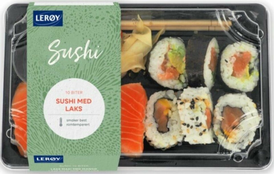 Handout. Bildet inngår i NTBs tilbud til abonnenter på nyhetsfoto. Bildet skal kun benyttes i forbindelse med angitt sak.Lerøy tilbakekaller sushiprodukter grunnet fare for metallbit i produktet.