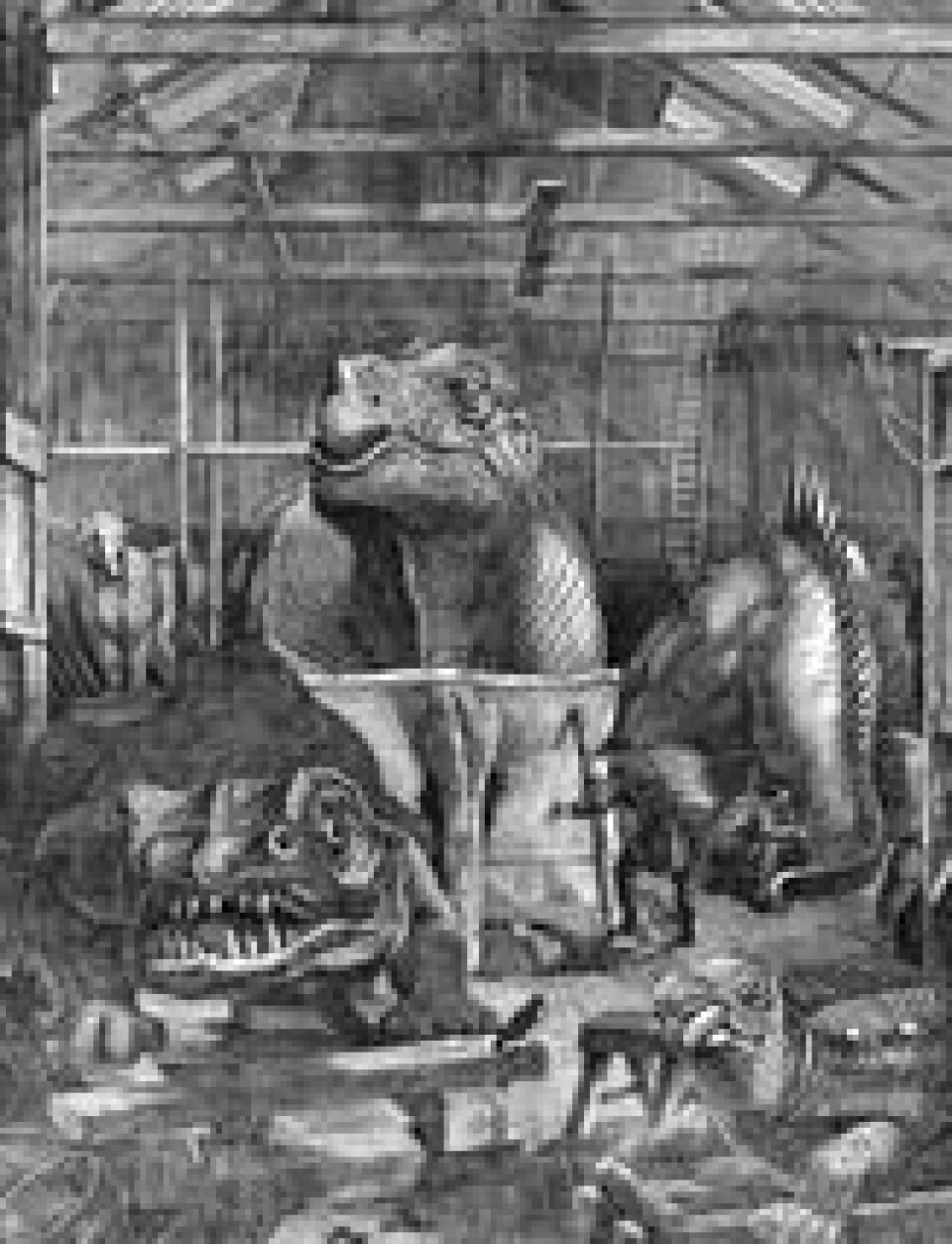Dinosaurmodellene under konstruksjon ved Benjamin Waterhouse Hawkins studio i Sydenham. Foto: Wikimedia Dinosaurmodellene under konstruksjon ved Benjamin Waterhouse Hawkins studio i Sydenham. Foto: Wikimedia