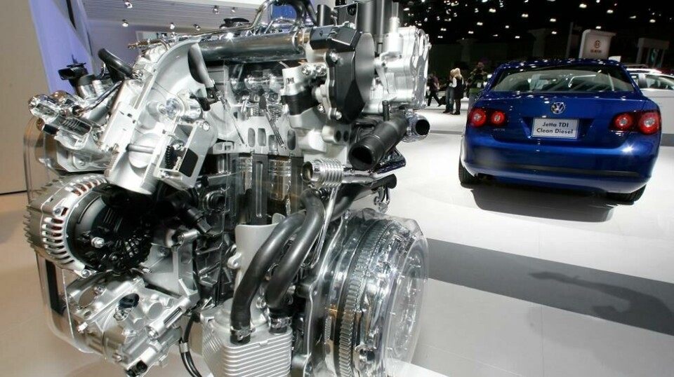 Volkswagen Jetta TDI dieselmotor utstilt under bilmessen i Los Angeles i 2008. Arkivfoto.