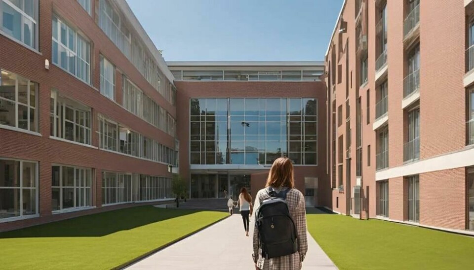Ved bruk av ord som «student», «campus», «outside» og «sunny» kan du skape bilder som i prinsippet kan bruker i rapporter, flyers eller på hjemmesider. Her er enda et eksempel fra Canva, «laget» av Ida Eriksen. (Foto: Ida Eriksen via Canva) Ved bruk av ord som «student», «campus», «outside» og «sunny» kan du skape bilder som i prinsippet kan bruker i rapporter, flyers eller på hjemmesider. Her er enda et eksempel fra Canva, «laget» av Ida Eriksen. (Foto: Ida Eriksen via Canva)