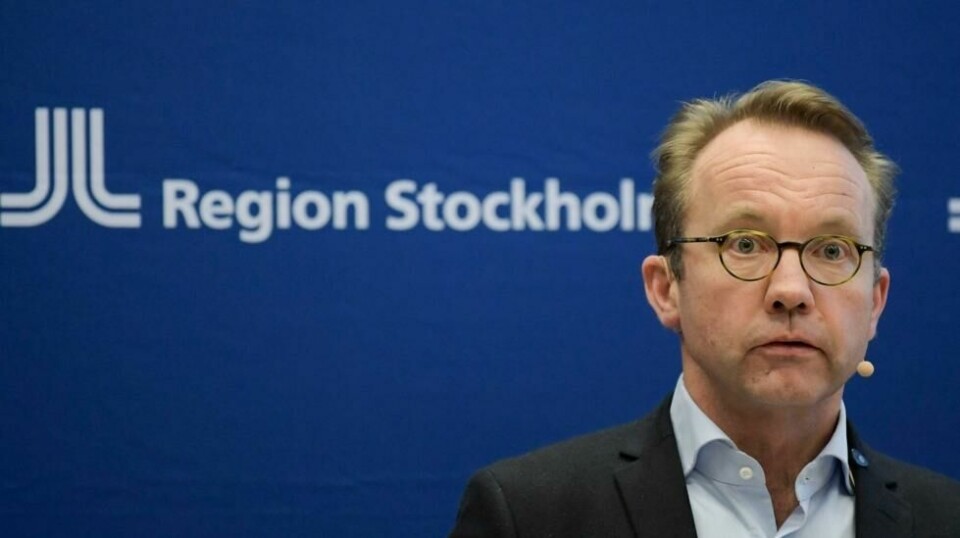 Björn Eriksson, helsedirektør i region Stockholm, under en pressekonferanse om coronasituasjonen i Sverige.