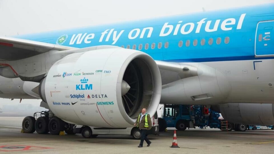 KLM har ved hjelp av bærekraftig flydrivstoff (SAF) klart å redusere klimautslippene per passasjer med en fjerdedel på enkelte flyvninger. KLM har ved hjelp av bærekraftig flydrivstoff (SAF) klart å redusere klimautslippene per passasjer med en fjerdedel på enkelte flyvninger. Foto: KLM