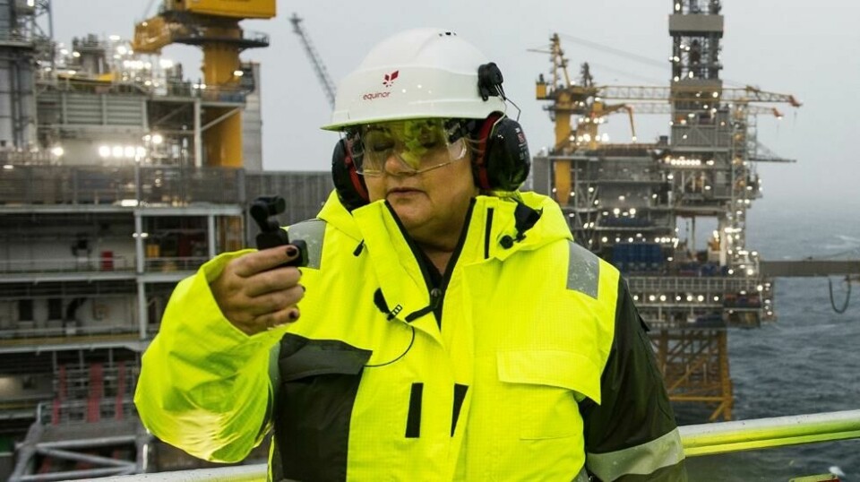 Statsminister Erna Solberg under den offisielle åpningen av Johan Sverdrup-feltet i Nordsjøen i fjor.
