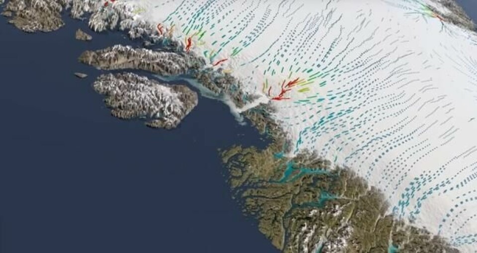Temperaturen i havet kan påvirke isbreen langt innover land, viser en fersk studie. Temperaturen i havet kan påvirke isbreen langt innover land, viser en fersk studie. Foto: Nasa