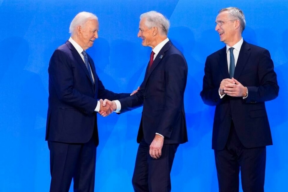 Statsminister Jonas Gahr Støre deltok på NATO-toppmøtet 2024 i Washington. Her avbildet med USAs president Joe Biden (t.v.) og NATOs generalsekretær Jens Stoltenberg. Statsminister Jonas Gahr Støre deltok på NATO-toppmøtet 2024 i Washington. Her avbildet med USAs president Joe Biden (t.v.) og NATOs generalsekretær Jens Stoltenberg. Foto: Javad Parsa / NTB