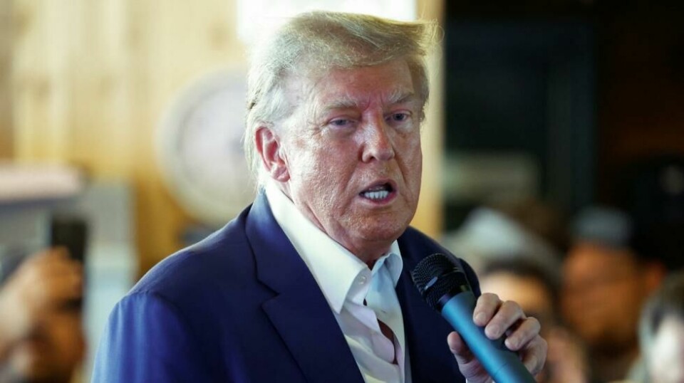Presidentkandidat og tidligere president Donald Trump driver valgkamp på Iowa State Fair i Des Moines, Iowa, USA 12. august 2023.