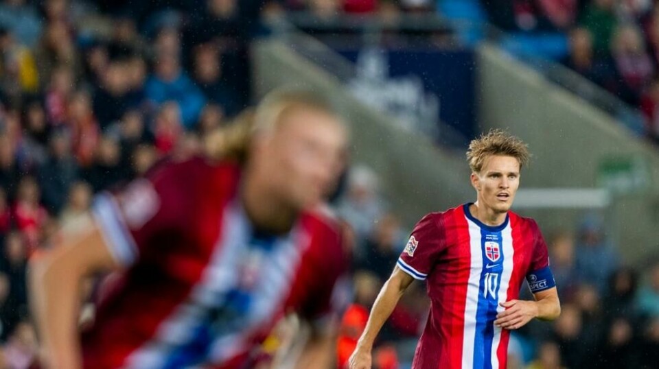 Martin Ødegaard avbildet før han pådro seg en ankelskade i Norges seier over Østerrike forrige måned. Foto: Fredrik Varfjell / NTB