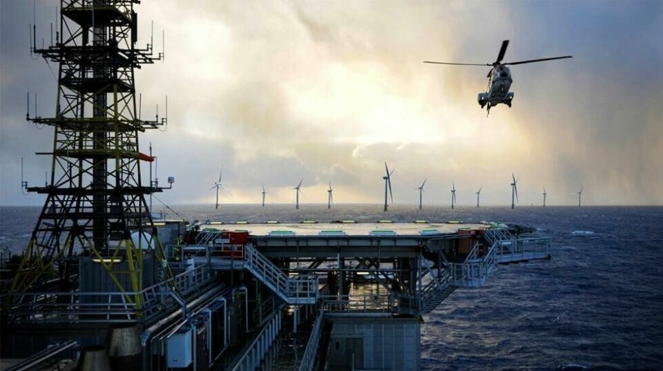 HYWIND: Slik ser Equinor for seg at 11 flytende vindturbiner skal forsyne Gullfaks- og Snorre-feltene med 35 prosent av deres kraftbehov. Det kan redusere CO2-utslippene med 200.000 tonn årlig.