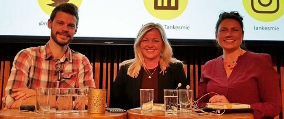 VELFERDSPROFITØRER: Jovialt, men mikset syn på profitt i velferden da Bjørnar Moxnes (Rødt), Kjersti Stenseng (Ap) og Heidi Nordby Lunde (H) diskuterte «velferdsmiks» i regi av Manifest tankesmie. VELFERDSPROFITØRER: Jovialt, men mikset syn på profitt i velferden da Bjørnar Moxnes (Rødt), Kjersti Stenseng (Ap) og Heidi Nordby Lunde (H) diskuterte «velferdsmiks» i regi av Manifest tankesmie. Foto: Thomas Vermes / ABC Nyheter