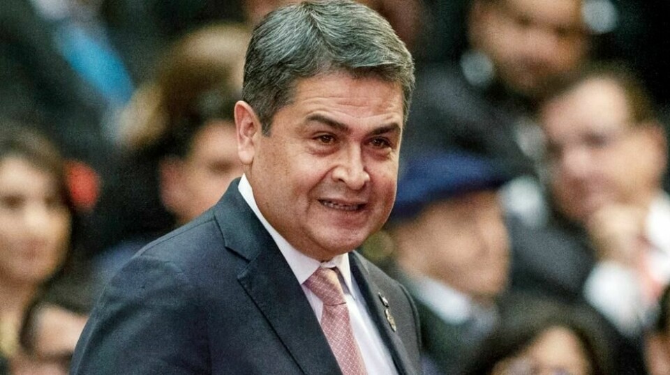 Honduras' daværende president Juan Orlando Hernandez i Guatemala i 2020, to år før han gikk av og ble pågrepet.