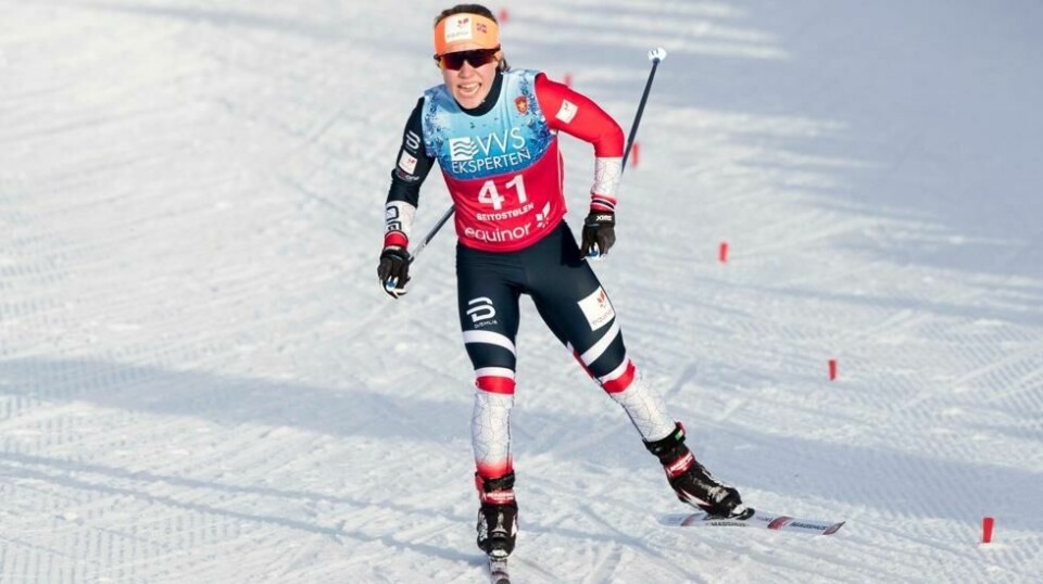 Helene Marie Fossesholm i aksjon under helgens langrennsåpning på Beitostølen.