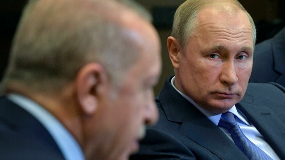Russlands president Vladimir Putin (t.h.) i møte med Tyrkias president Recep Tayyip Erdogan