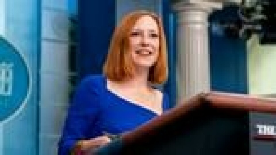 Jen Psaki, pressesekretær i Det hvite hus, holder sin siste pressekonferanse i Det hvite hus 13. mai 2022. Jen Psaki, pressesekretær i Det hvite hus, holder sin siste pressekonferanse i Det hvite hus 13. mai 2022. Foto: Andrew Harnik / AP Photo / NTB