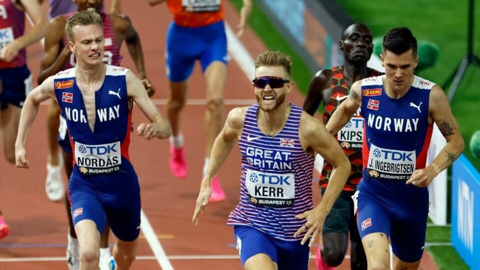 Narve Gilje Nordås, Josh Kerr og Jakob Ingebrigtsen under EM i Budapest i 2023. Narve Gilje Nordås, Josh Kerr og Jakob Ingebrigtsen under EM i Budapest i 2023. Foto: Alina Smutko / Reuters / NTB