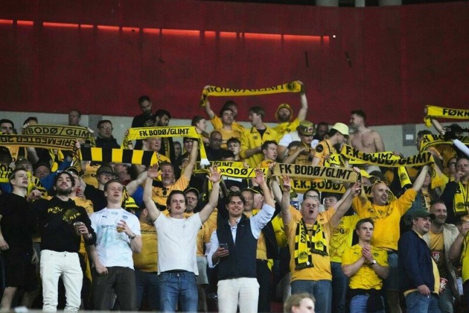 Glimt-fansen hadde tatt turen Hellas for bortemøtet med Olympiakos torsdag. Glimt-fansen hadde tatt turen Hellas for bortemøtet med Olympiakos torsdag. Foto: Thanassis Stavrakis / AP / NTB
