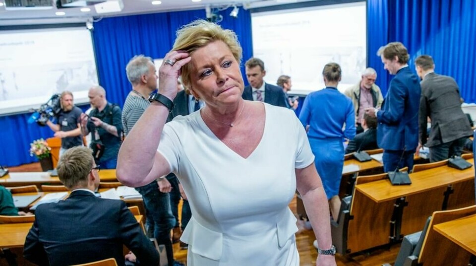 Partileder Siv Jensen kan bli presset av landsstyret når dette møtes til uken. Foto: Stian Lysberg Solum, NTB Scanpix