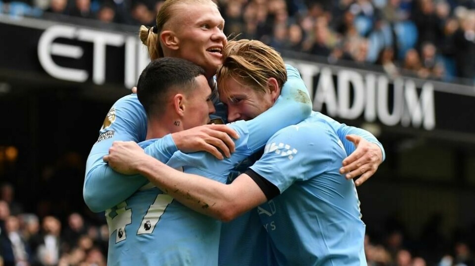 Erling Braut Haaland scoret to ganger for Manchester City mot Everton. Foto: Rui Viera / AP / NTB