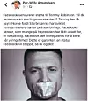 Her er Facebook-statusen som Facebook slettet Foto: Faksimile (Facebook)