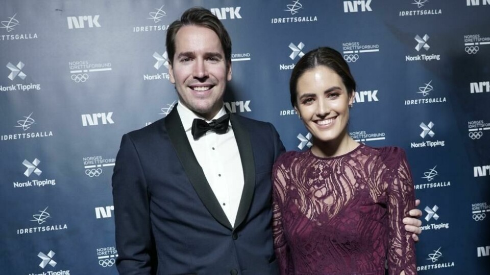 Emil Hegle Svendsen og Samantha Skogrand under Idrettsgalla 2020. Skogrand har nå sluttet i jobben sin i P4.