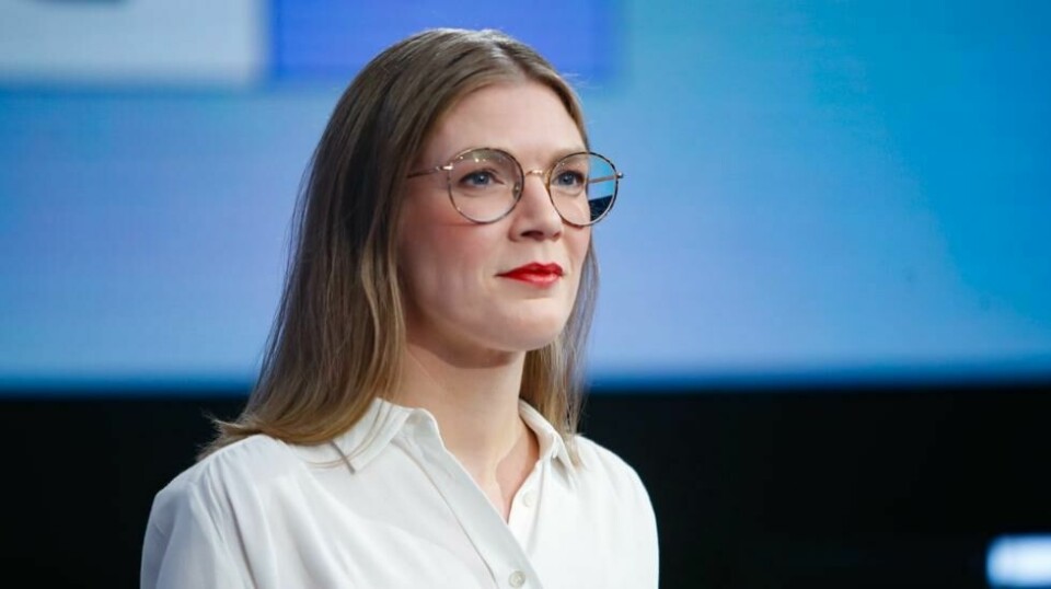 Rødt-leder Marie Sneve Martinussen før partilederdebatt i TV 2 sine lokaler i Media City Bergen.