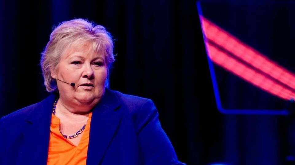 Erna Solberg talte til Høyres mulighetskonferanse og holdt pressetreff fredag. Foto: Javad Parsa / NTB