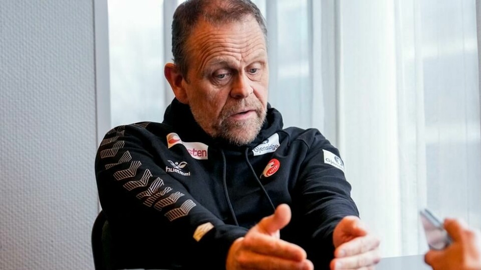 Norges landslagstrener Thorir Hergeirsson møter pressen før de møter Østerrike i EHF EURO Cup i morgen og på søndag. Foto: Beate Oma Dahle / NTB