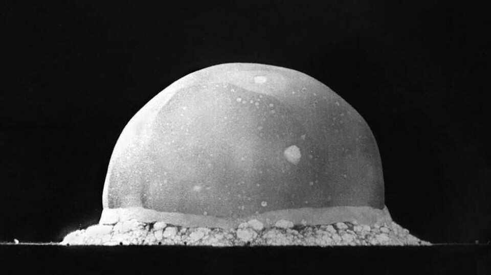 Slik ser det ut når en atombombe går av. Her i Mexico. Foto: Wikimedia Commons