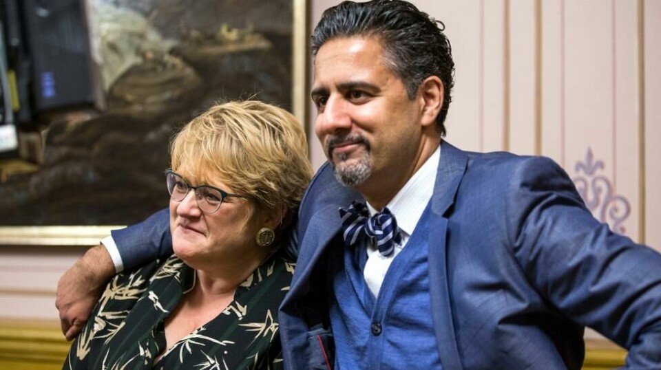 Trine Skei Grande og Abid Raja (V).