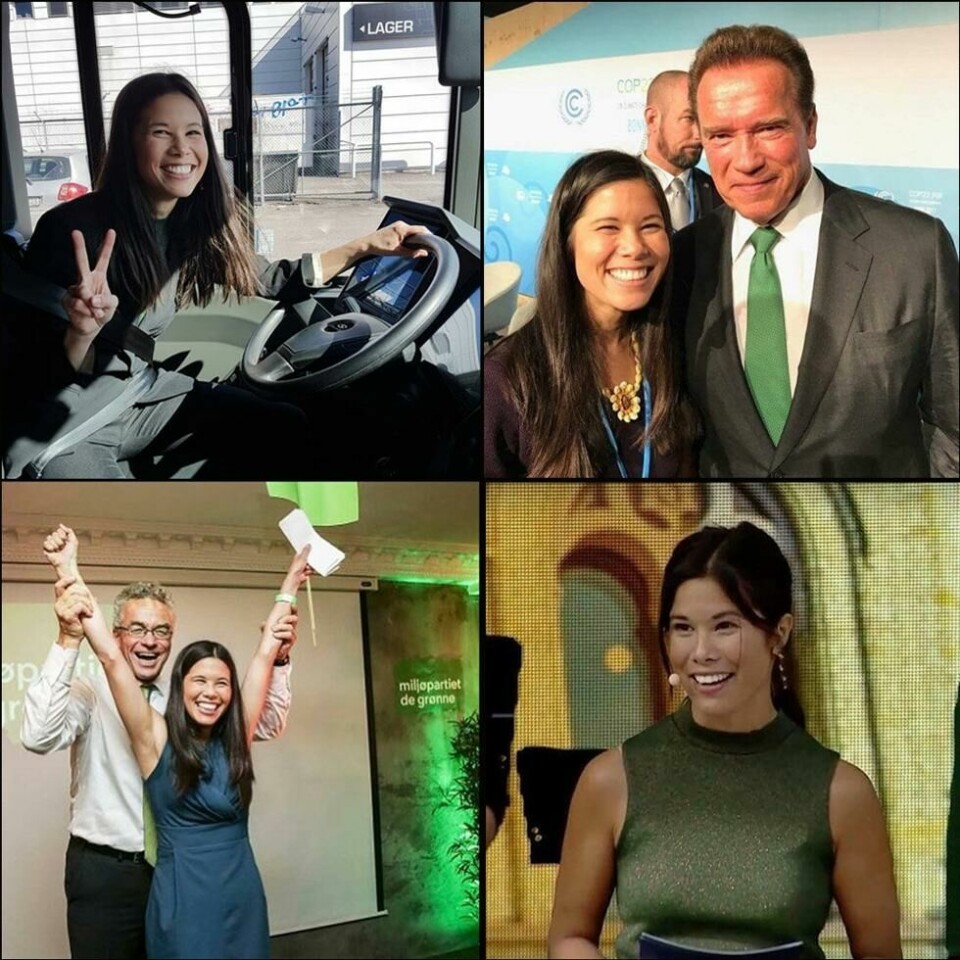 Livet som politiker er hektisk, men variert. Lan har fått møte både Arnold Schwarzenegger og Al Gore gjennom arbeidet med klimautfordringer. Livet som politiker er hektisk, men variert. Lan har fått møte både Arnold Schwarzenegger og Al Gore gjennom arbeidet med klimautfordringer. Foto: Privat
