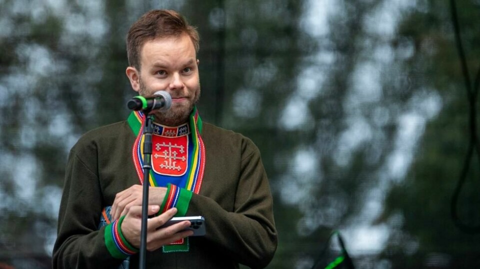 Mikkel Eskil Mikkelsen under åpningen av Oslo samiske skole i 2022.