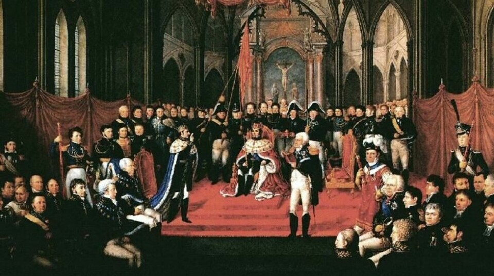 Karl Johan krones til Norges konge i Nidarosdomen i 1818.