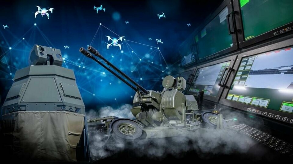 Det tyskproduserte Skynex-systemet skal være skreddersydd for å effektivt ta ned lavtflygende mål som kryssermissiler eller Shahed-136-droner på kort rekkevidde. (Foto: Rheinmetall)