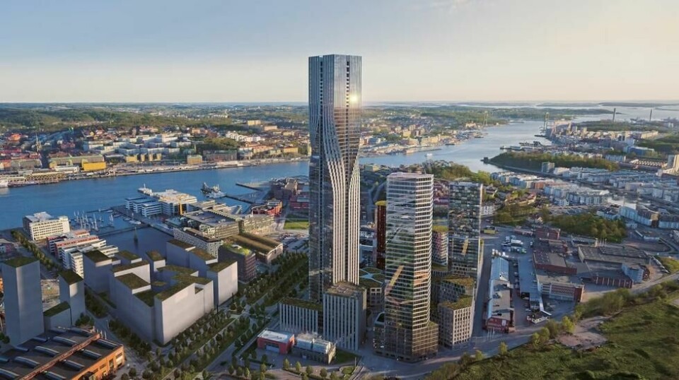 Byggearbeidene har nådd høydemaks på karlatornet i Göteborg. Dermed har byen fått sin første skyskraper som med sine 245 meter også er Nordens høyeste bygning.