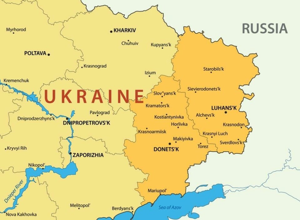 Donbas-regionen uthevet. Donbas-regionen uthevet. Foto: Shutterstock / NTB