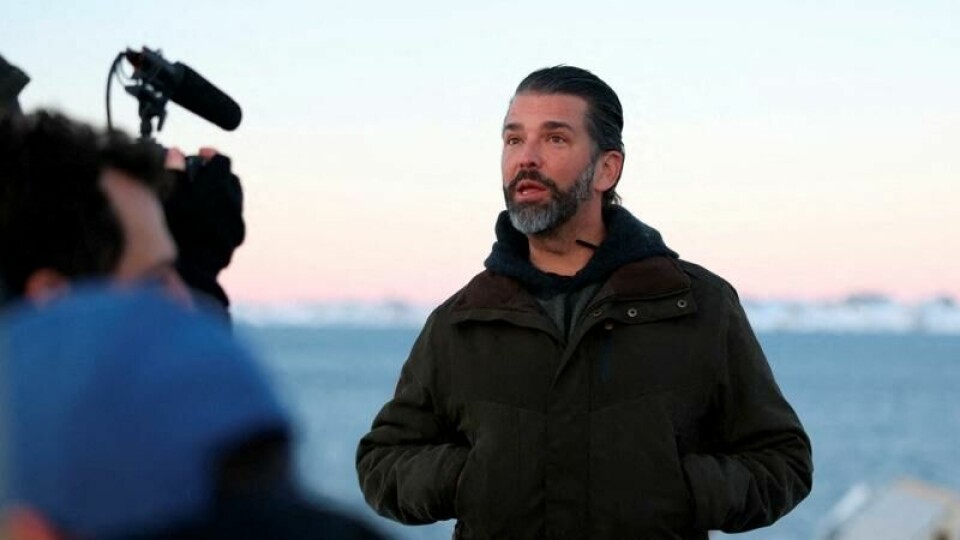 Donald Trump Jr. under besøket i Nuuk tirsdag. Foto: Emil Stach/Ritzau Scanpix/via REUTERS Donald Trump Jr. under besøket i Nuuk tirsdag. Foto: Emil Stach/Ritzau Scanpix/via REUTERS