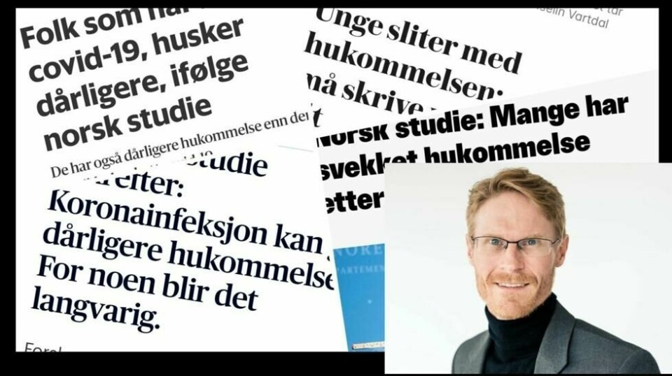 Flere medier skrev om nyheten fra den store koronastudien. Men det er ikke så enkelt, ifølge statistiker Inge Christoffer Olsen. (Foto: Diakonhjemmet Sykehus/skjermdumper, illustrasjon: Trine Andreassen)
