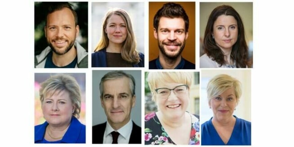 Sjekk hvordan politikerne vil få ned tallene på voldtekt og opp tallene på dømte voldtektsforbrytere. Oppe fra venstre:; Audun Lysbakken (SV), Une Aina Bastholm (MDG), Bjørnar Moxnes (Rødt) og Jenny Klinge (Sp). Nede fra venstre: Erna Solberg (H), Jonas Gahr Støre (Ap), Trine Skei Grande (V) og Siv Jensen (FrP). Foto: Partiene Sjekk hvordan politikerne vil få ned tallene på voldtekt og opp tallene på dømte voldtektsforbrytere. Oppe fra venstre:; Audun Lysbakken (SV), Une Aina Bastholm (MDG), Bjørnar Moxnes (Rødt) og Jenny Klinge (Sp). Nede fra venstre: Erna Solberg (H), Jonas Gahr Støre (Ap), Trine Skei Grande (V) og Siv Jensen (FrP). Foto: Partiene