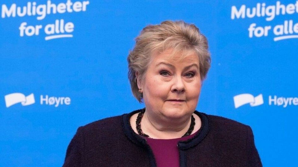 Partileder Erna Solberg åpner Høyres landsmøte på Gardermoen torsdag.